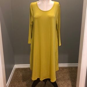 Zenana long sleeve, knee-length olive green dress